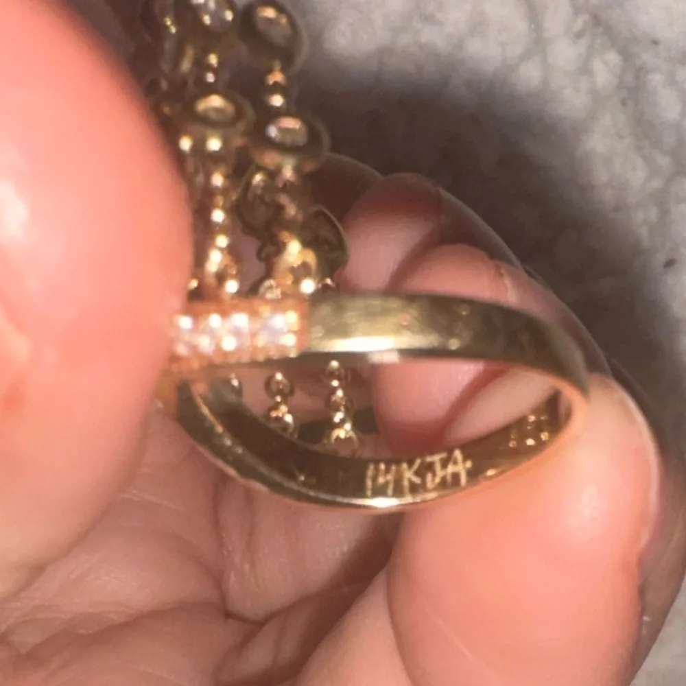 RARE 14K💍JACQUIE AICHE EXTRA LONG DIAMOND SHAKER RING DANGLE GOLD FRINGE RING - Picture 6 of 17